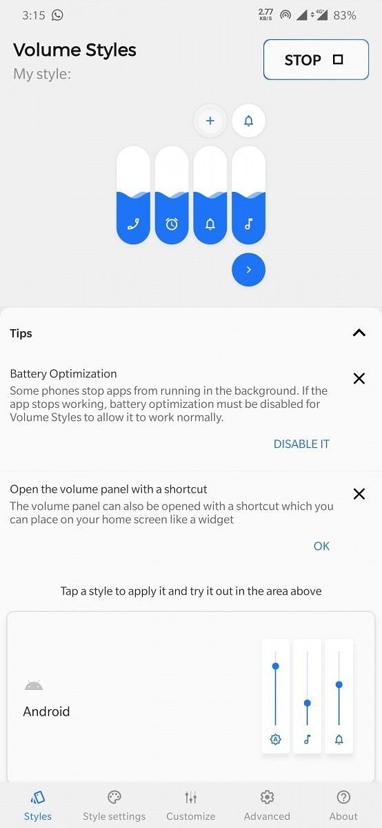 Volume Styles lets you theme Android's volume panel with different styles