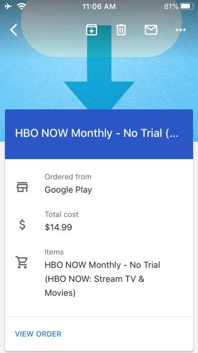 Gmail app is now showing summary cards for purchases and flights