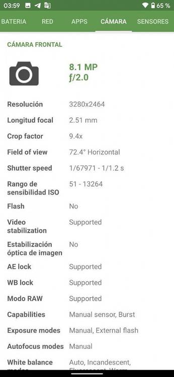 Google Pixel 4a front camera specifications