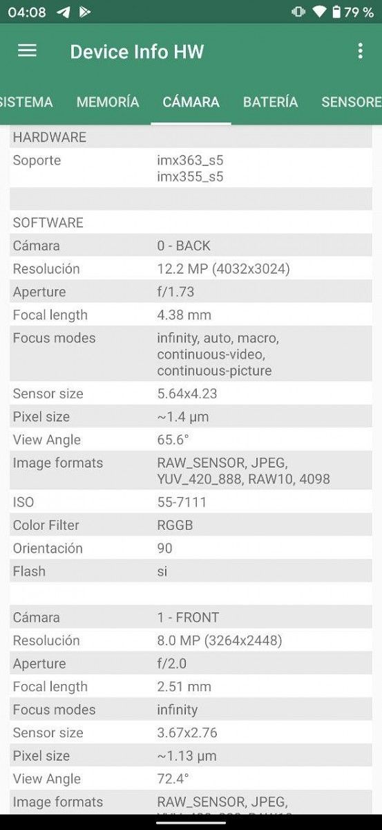 Google Pixel 4a camera specifications