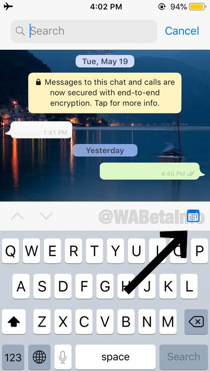 WhatsApp search by date