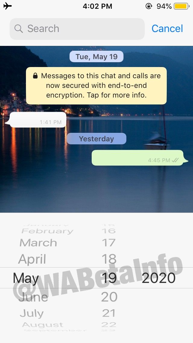 WhatsApp search by date