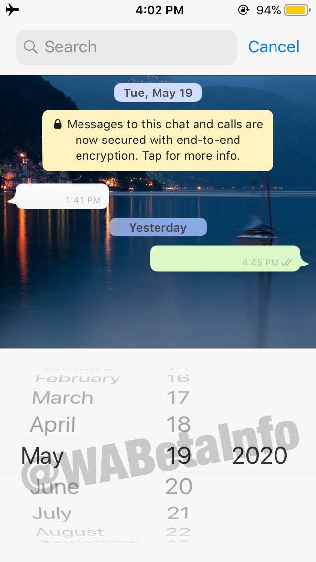 WhatsApp search by date