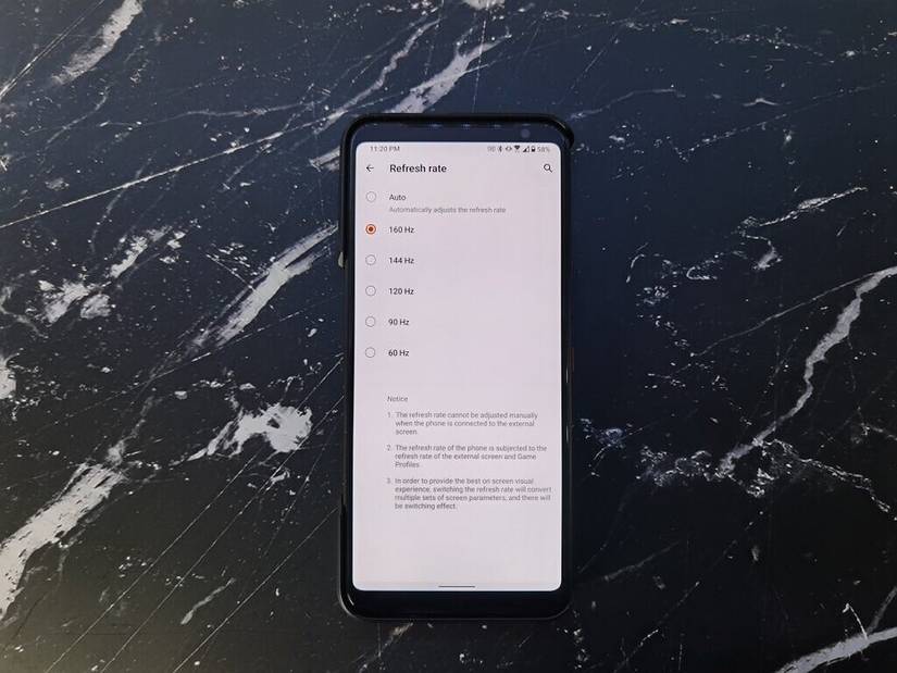 ASUS ROG Phone 3 160Hz 144hz 90hz 120 hz refresh rate
