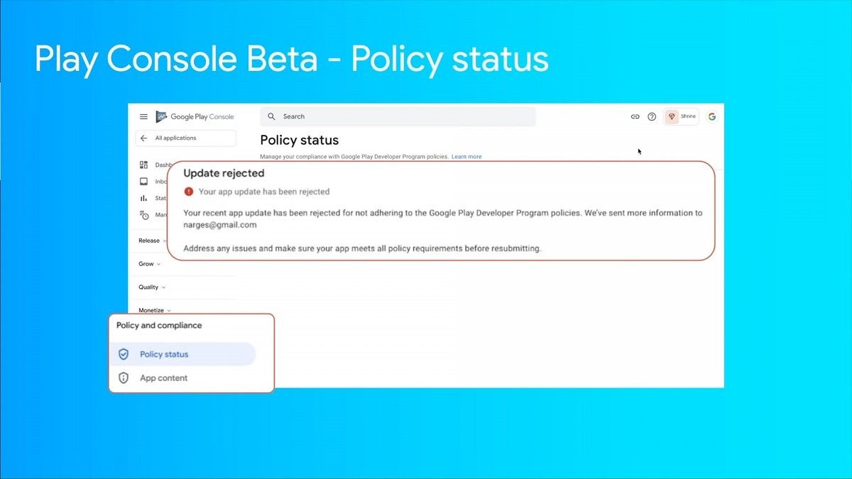 Google Play Developer Console July 2020 policy update console beta