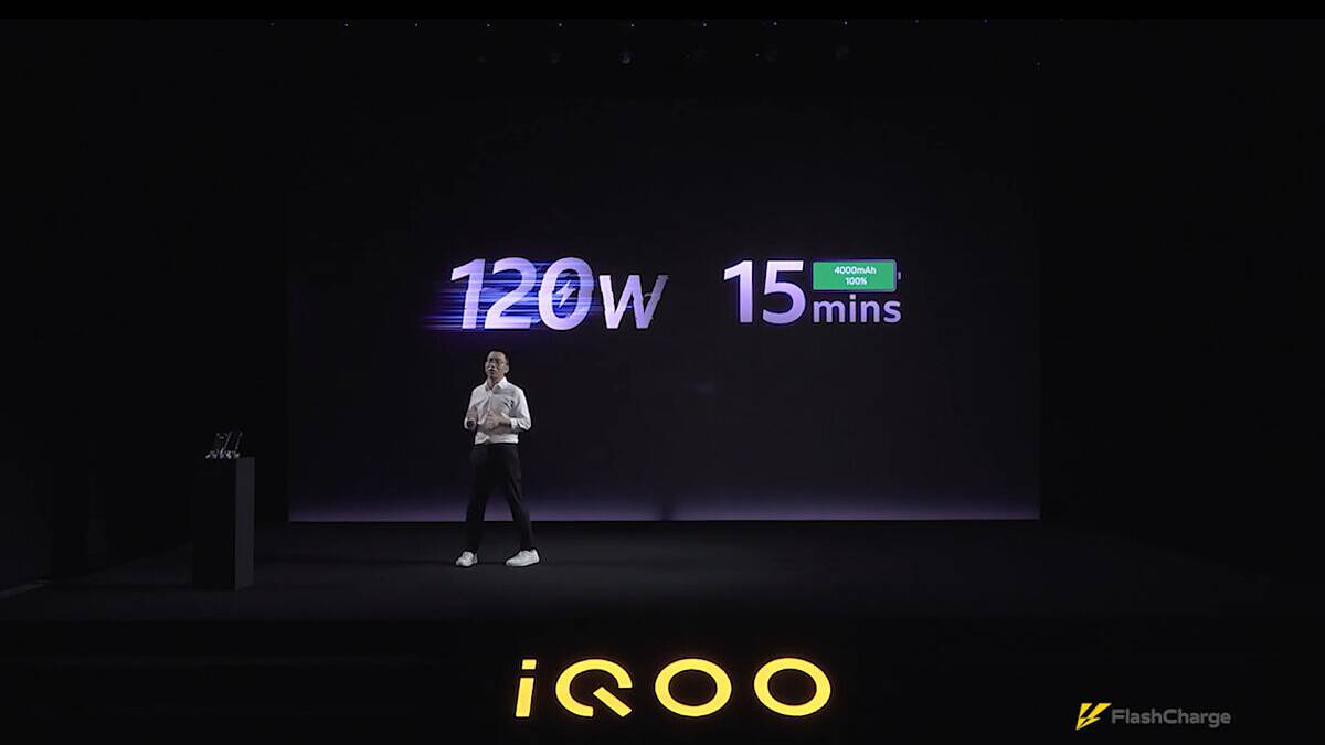 iQOO's 120W FlashCharge fast charging solution can fully charge a 4000mAh battery within 15 mins