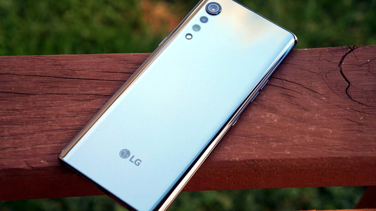 LG Velvet on wooden plank