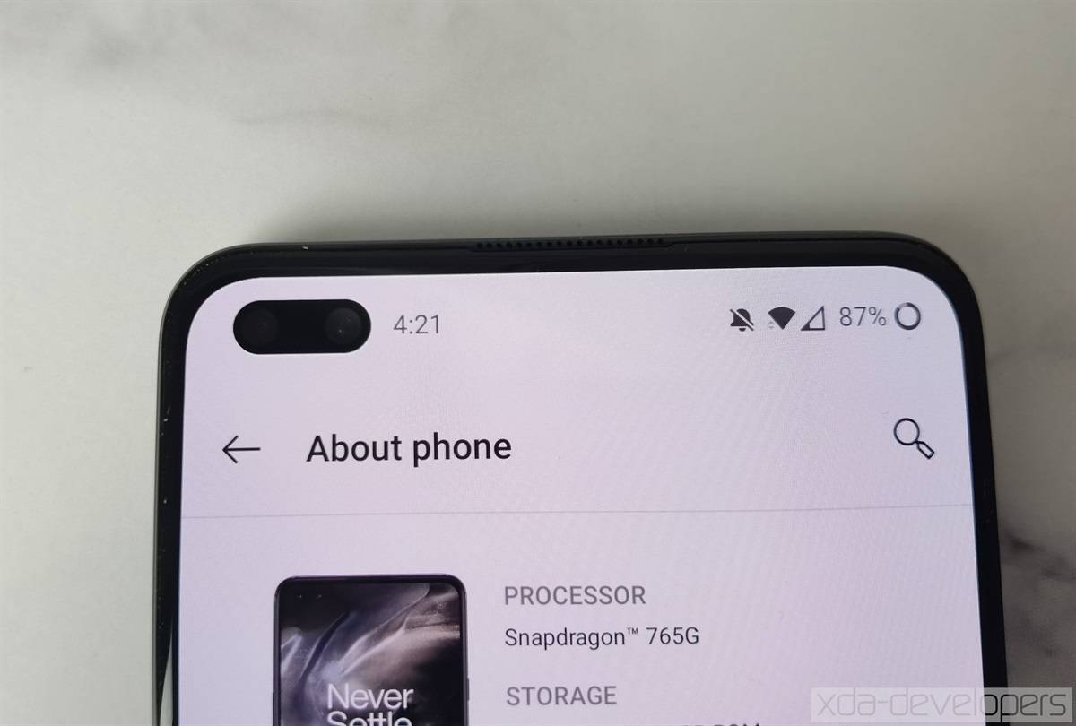 OnePlus Nord close-up selfie cameras