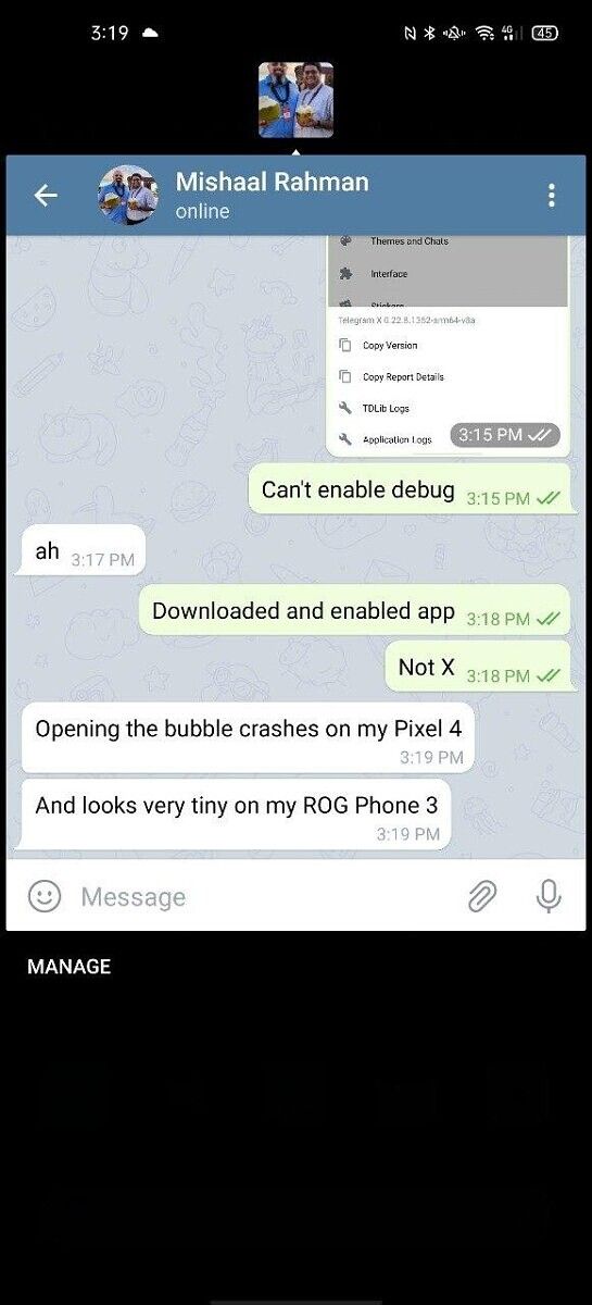 Telegram tests floating chat head bubbles for messages