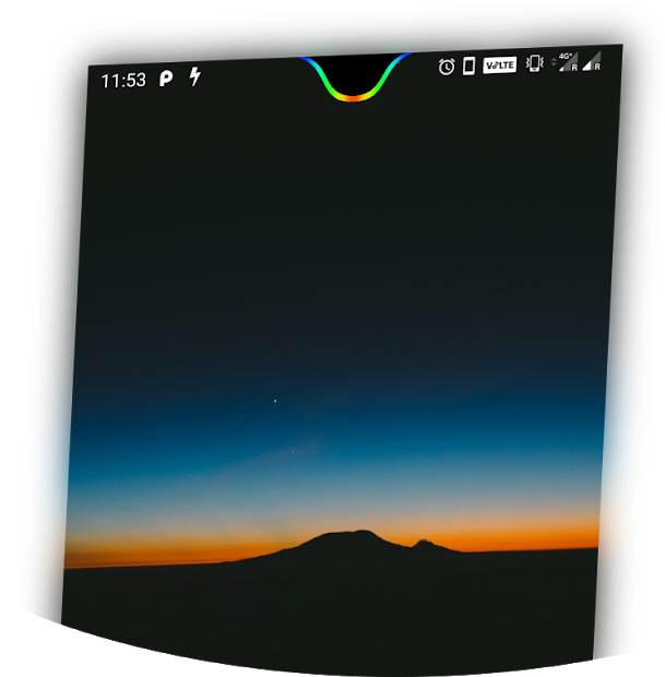 Energy Notch for OnePlus 6T shows a battery indicator around the notch