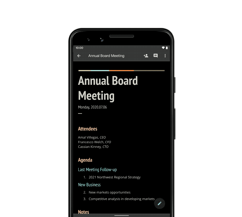 Google Docs, Sheets, and Slides now support a dark theme on Android