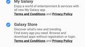 Screenshot of the options to select on Samsung services screen