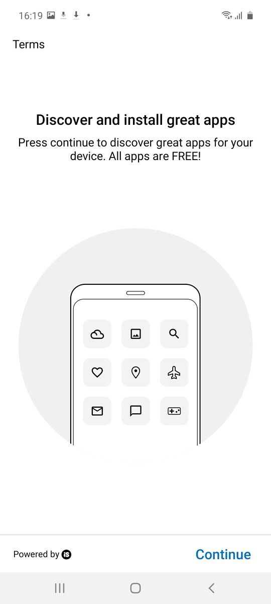 Screenshot of Samsung services screen