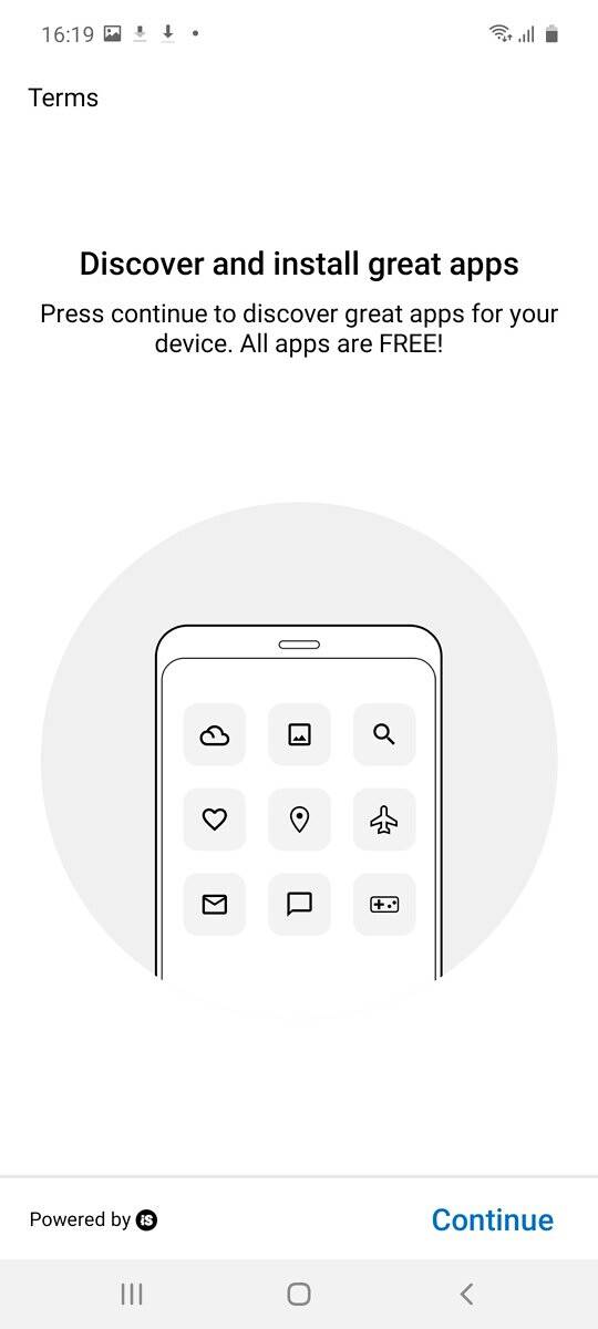 Screenshot of Samsung services screen