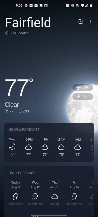 OxygenOS 11 weather app