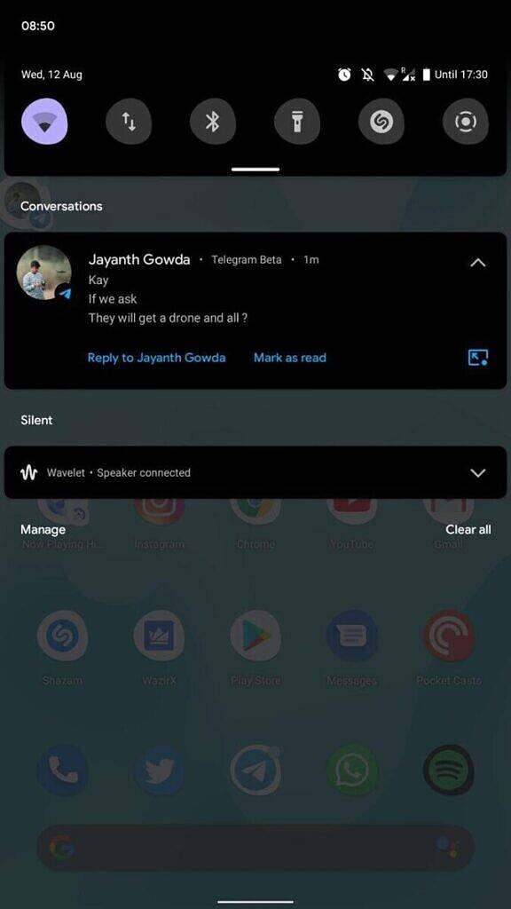 Telegram v7.0.0 Beta Bubbles in Android 11