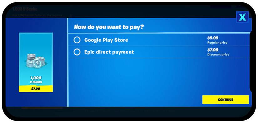 Epic direct payments in Fortnite
