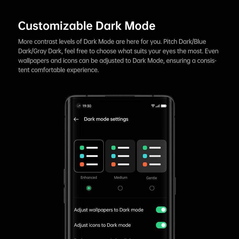 OPPO ColorOS 11 based on Android 11 Customizable Dark Mode