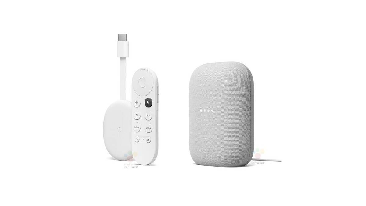 Google Chromecast with Google TV and Google Nest Audio smart speaker
