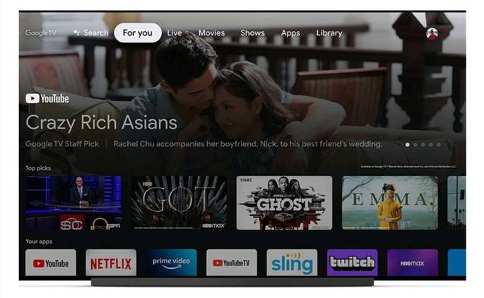 Google TV UI on Chromecast with Google TV