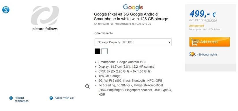 Google Pixel 4a 5G