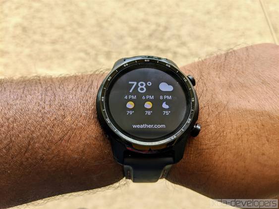 Wear OS weather tile on the Mobvoi TicWatch Pro 3