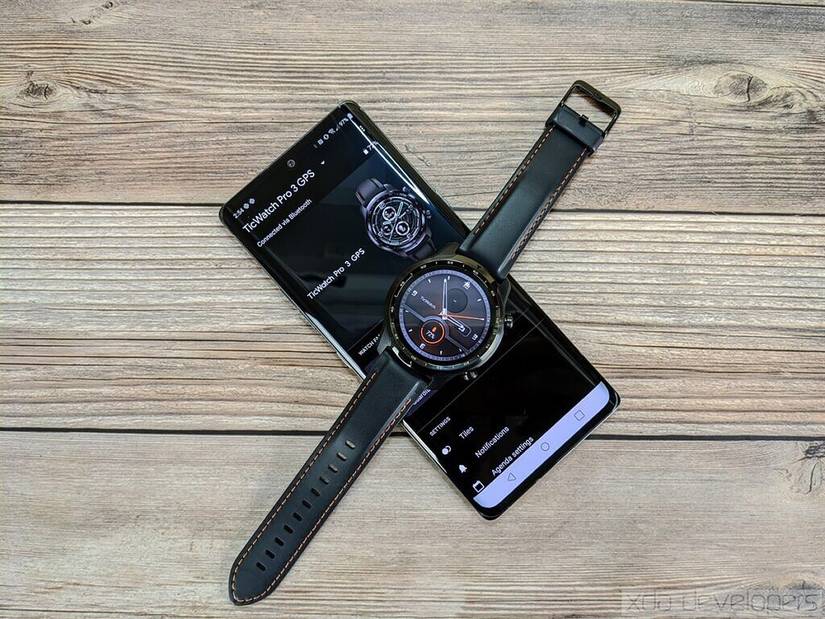 Mobvoi TicWatch Pro 3 on top of LG Velvet