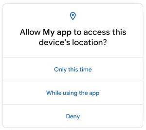Android 11 one-time permission use for location