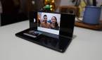The Z Fold 2 in Flex Mode, which allows video calls.