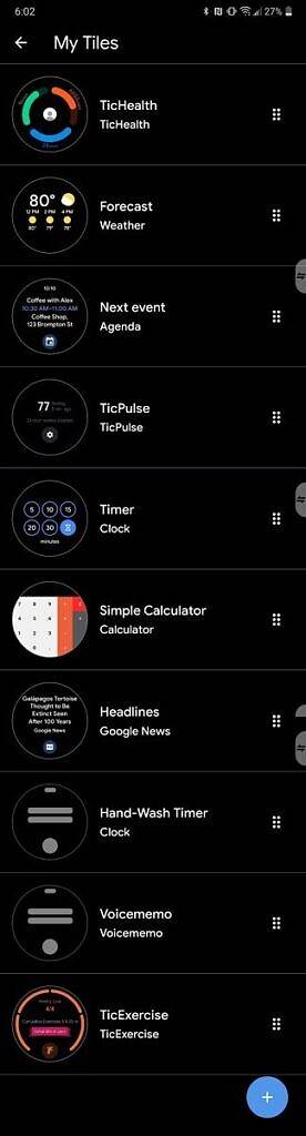 Wear OS app Tiles