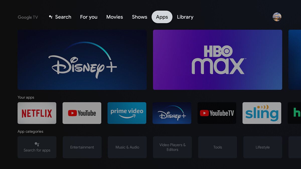 Google Chromecast with Google TV shows tab