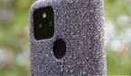 Google Pixel 5 in fabric case outside