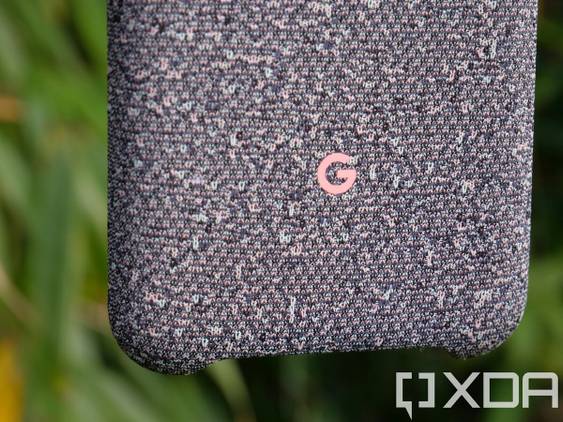 Google Pixel 5 in fabric case outside