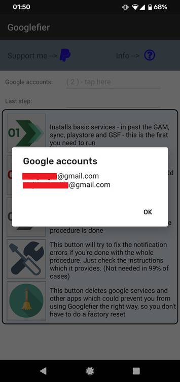 Googlefier add Google account
