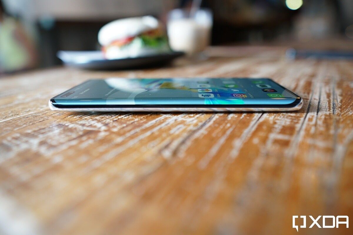 The Mate 40 Pro with a waterfall display.