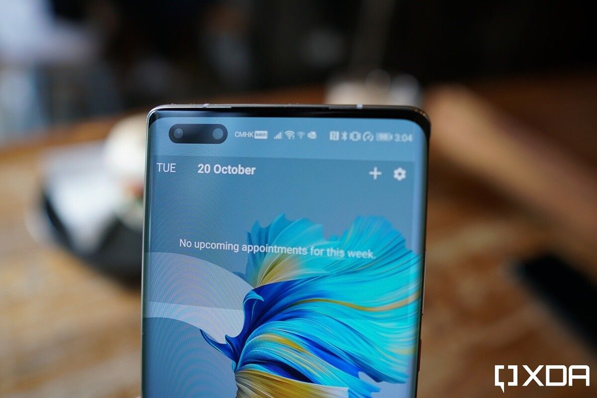 The Mate 40 Pro with a dual selfie camera.