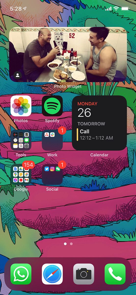 iOS 14 homescreen with widgets