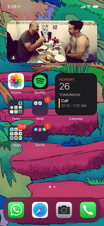 iOS 14 homescreen with widgets