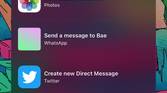 iOS Smart Stack displaying shortcuts to send a Twitter DM or message a Facebook friend