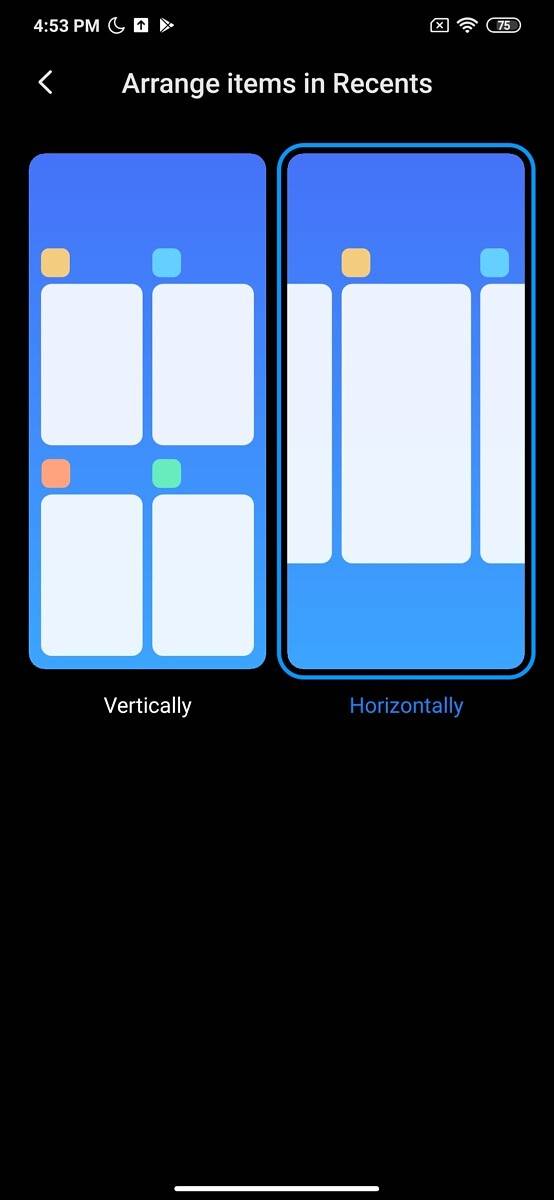 Xiaomi MIUI Launcher Alpha Horizontal Recents Pane