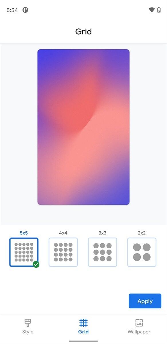 New app grid layout options in Pixel Launcher