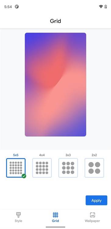 New app grid layout options in Pixel Launcher