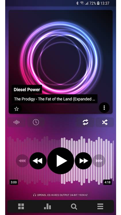 Poweramp Playing Screen