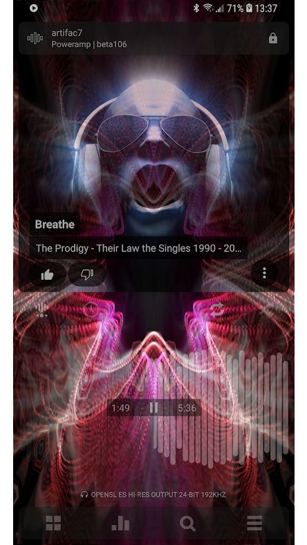 Poweramp Playing Screen