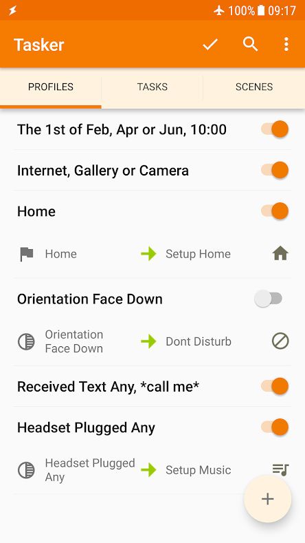 Tasker Main Screen