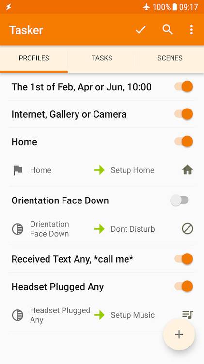 Tasker Main Screen