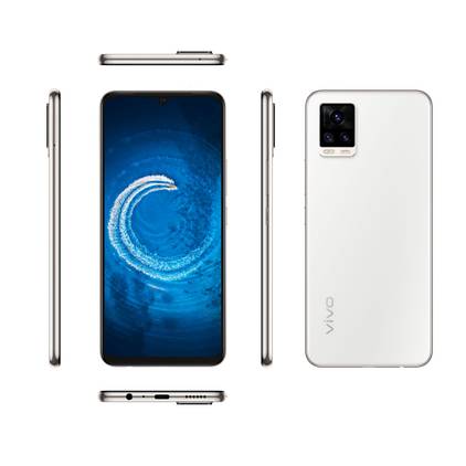 White Vivo V20 in all angles on white background