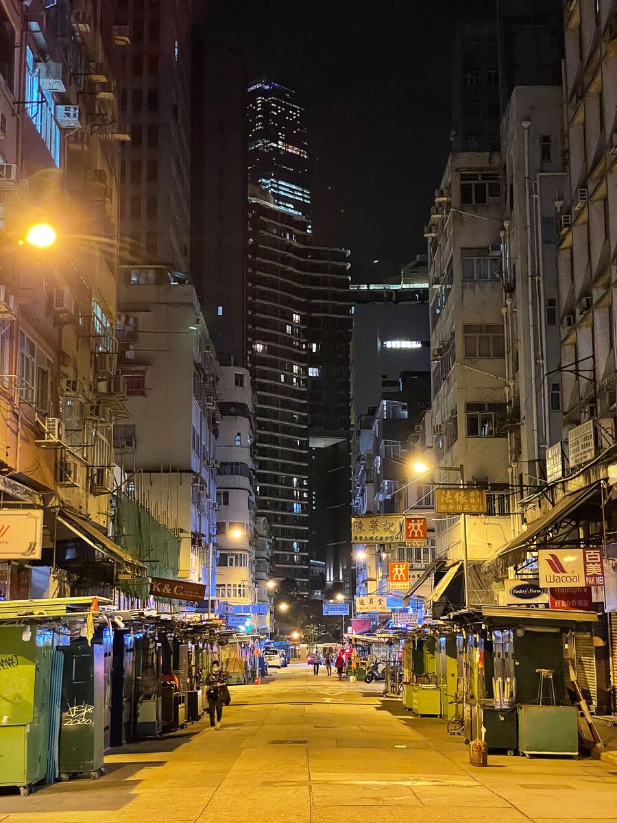 iphone 12 night shot of a street.