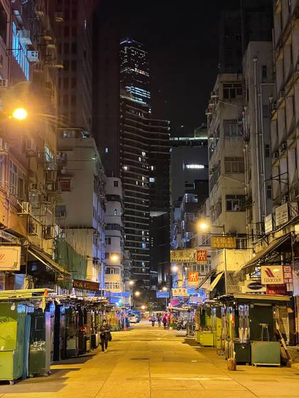 iphone 12 night shot of a street.