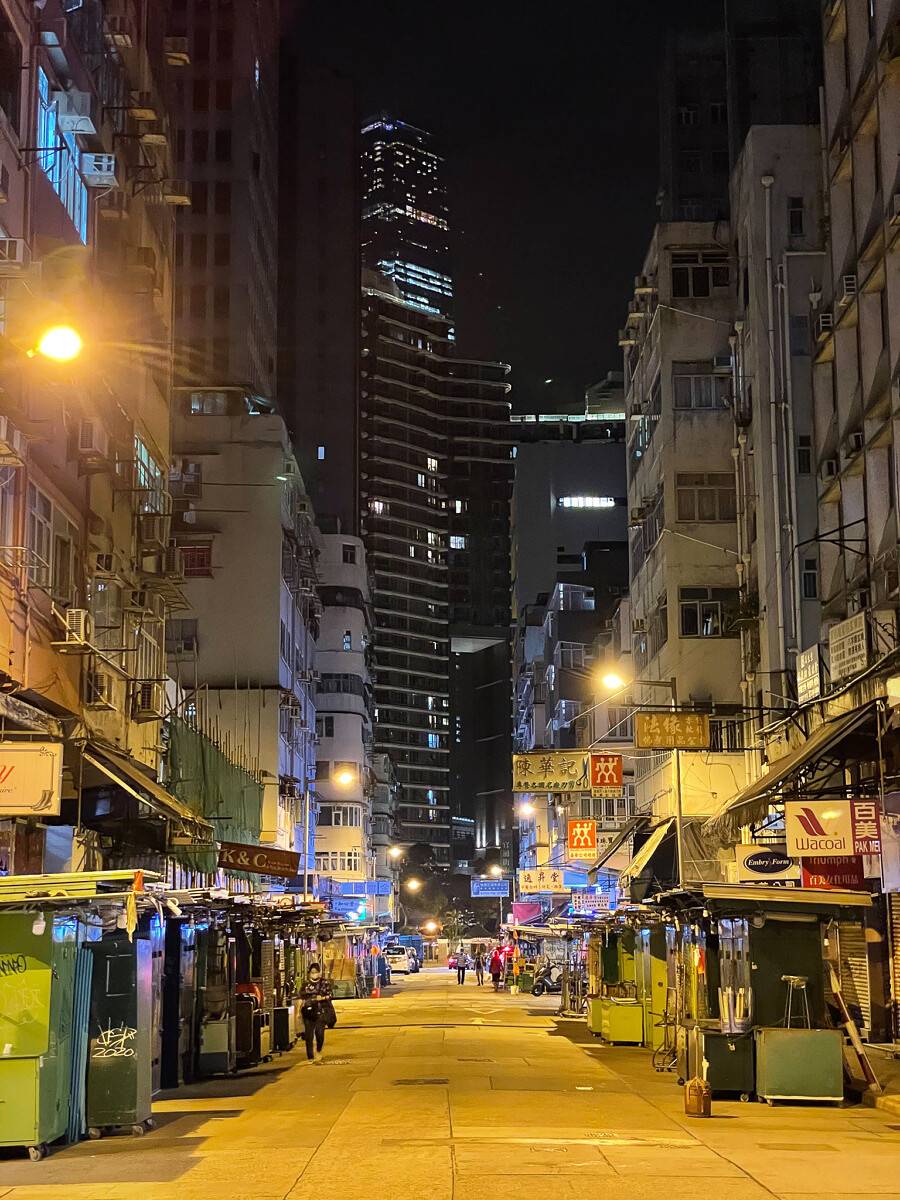iphone 12 night shot of a street.